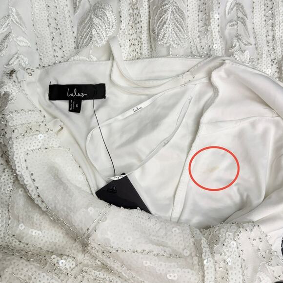 Lulus Alluring Interest White Sequin Embroidered Sleeveless Midi Dress size S - Picture 5 of 5